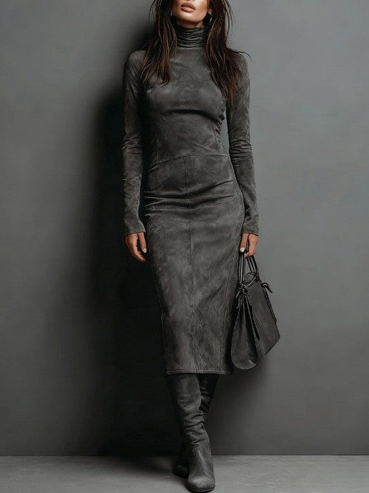 Chelsea | Elegantes Midikleid aus Veloursleder