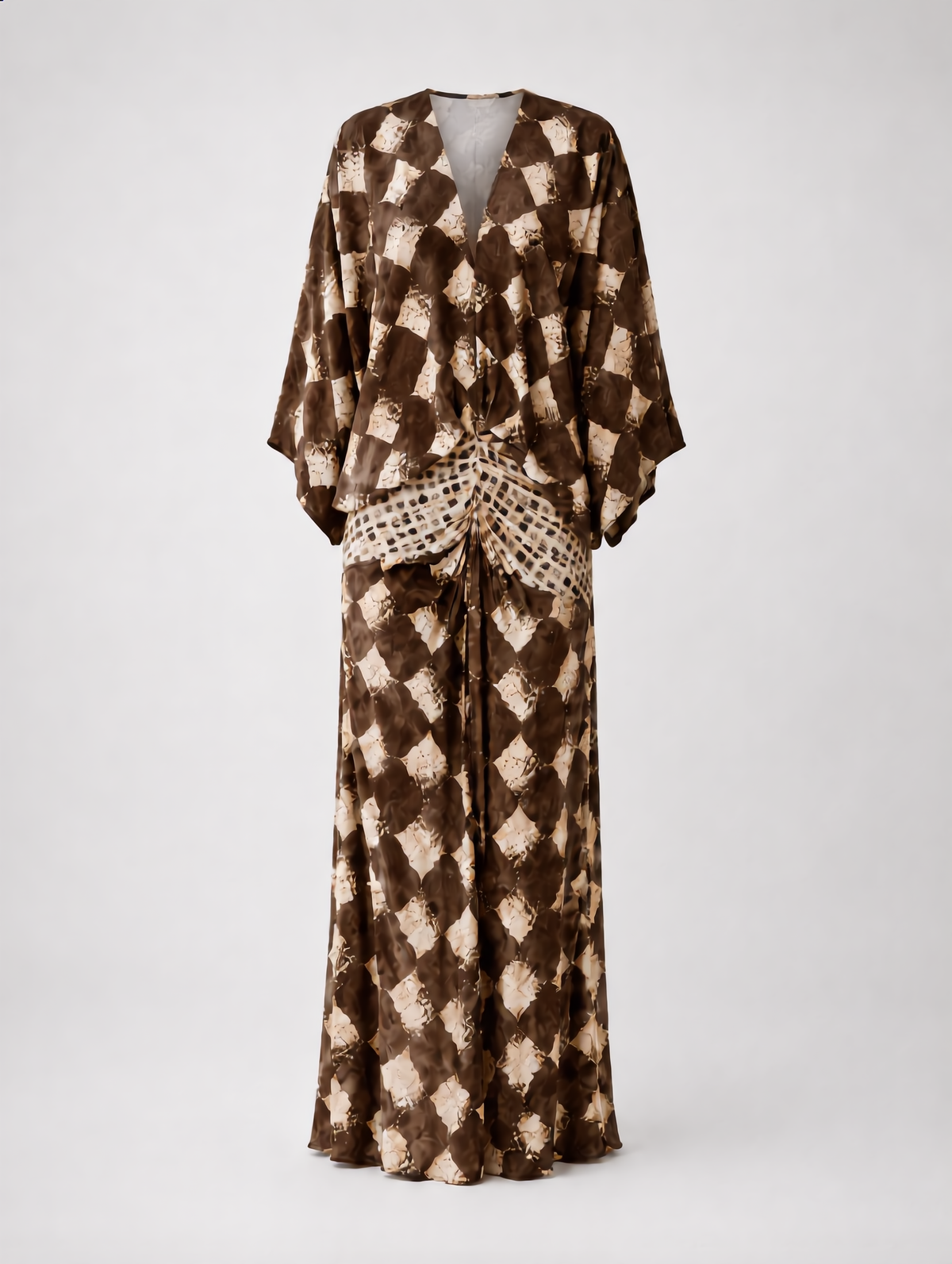 MAÉLIA – Maxikleid mit Terrakotta-Mosaikmuster