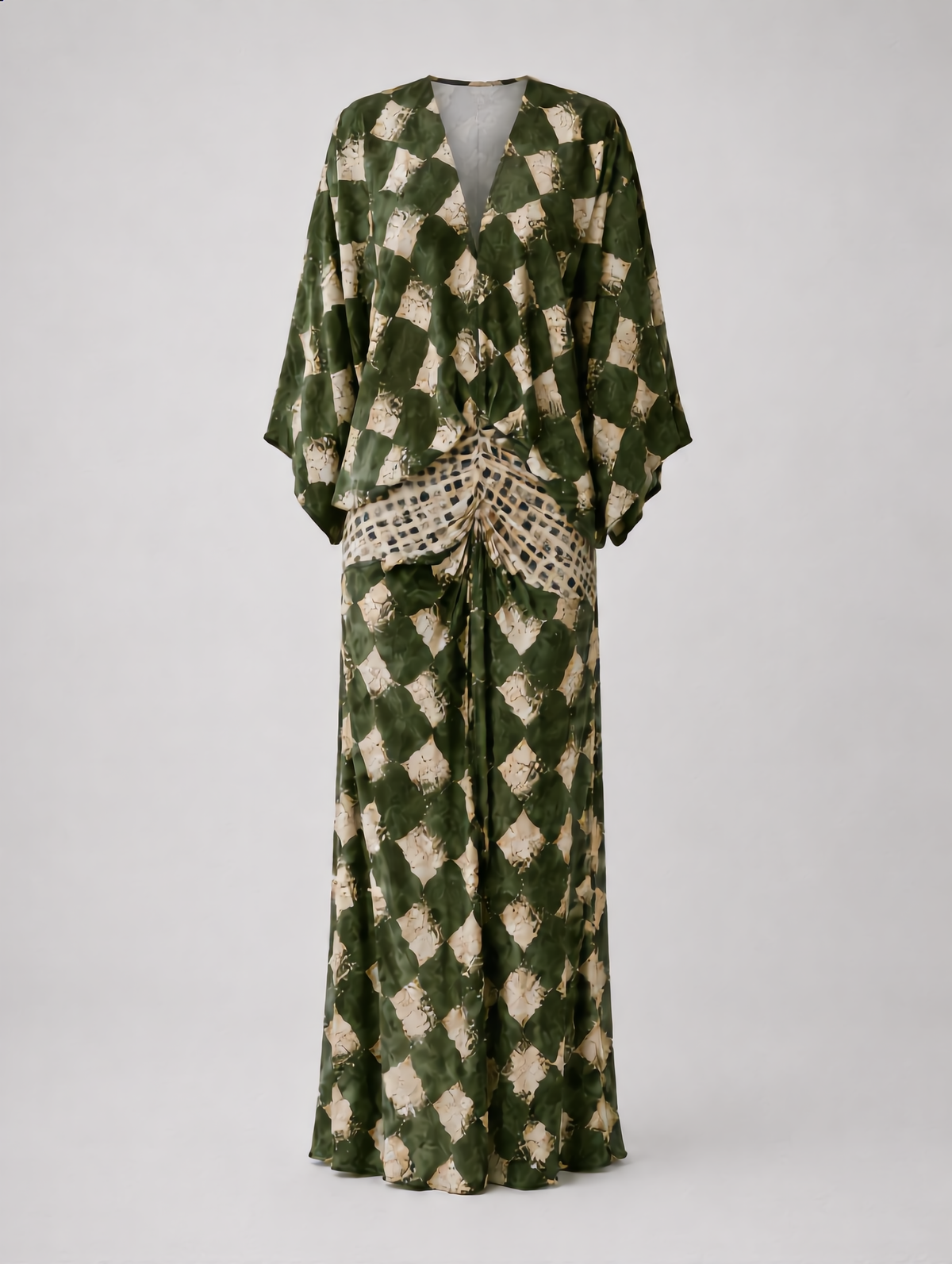 MAÉLIA – Maxikleid mit grünem Mosaikmuster