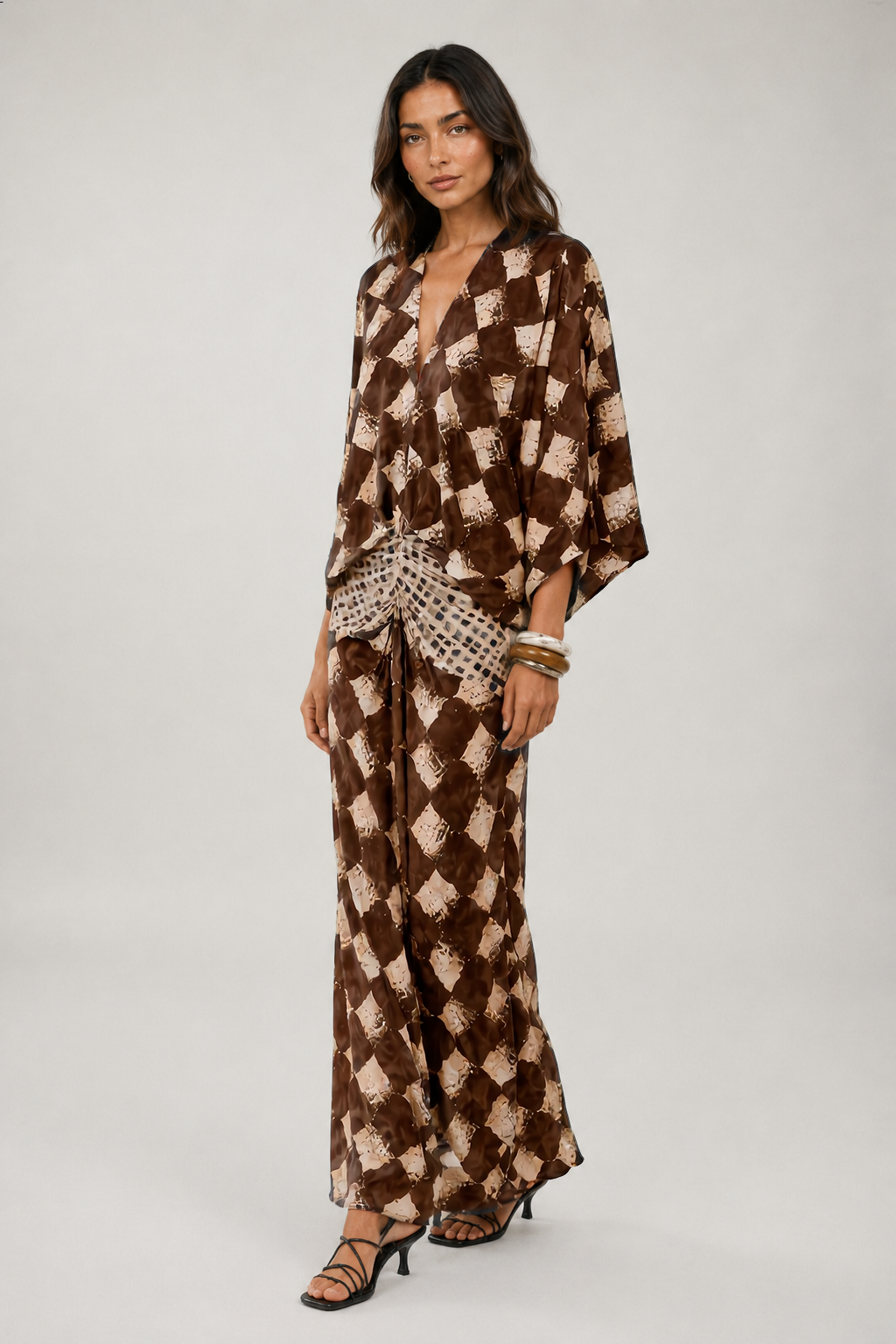 MAÉLIA – Maxikleid mit Terrakotta-Mosaikmuster