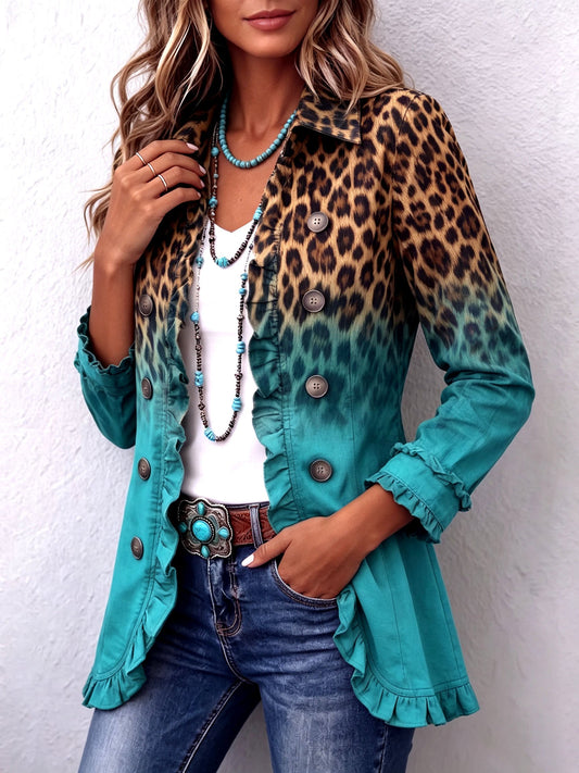 Cassandre | Blazer Leopard Farbverlauf mit Volants