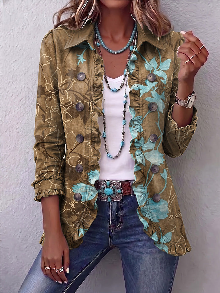 Blanche | Vintage Boho Blümchenjacke mit Volants