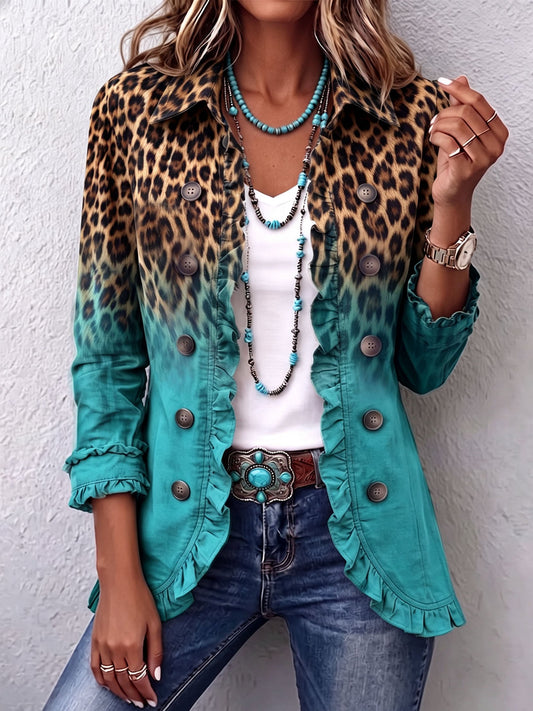 Cassandre | Blazer Leopard Farbverlauf mit Volants