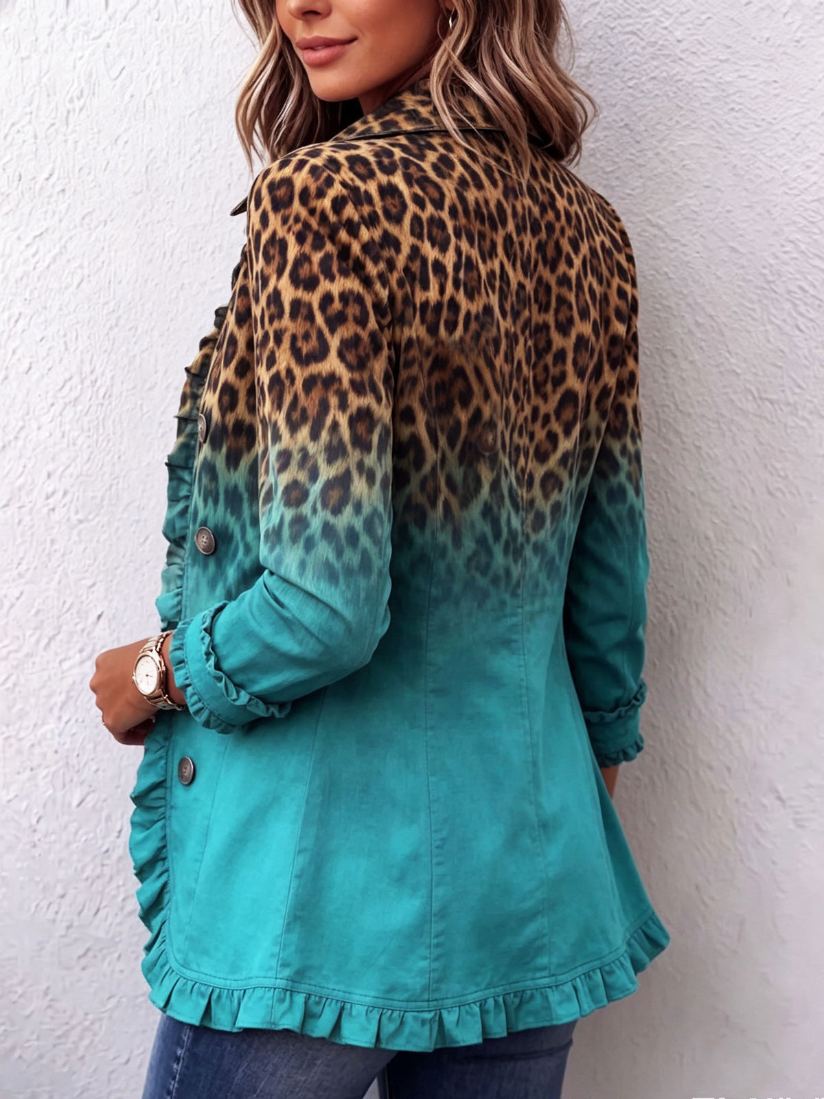 Cassandre | Blazer Leopard Farbverlauf mit Volants