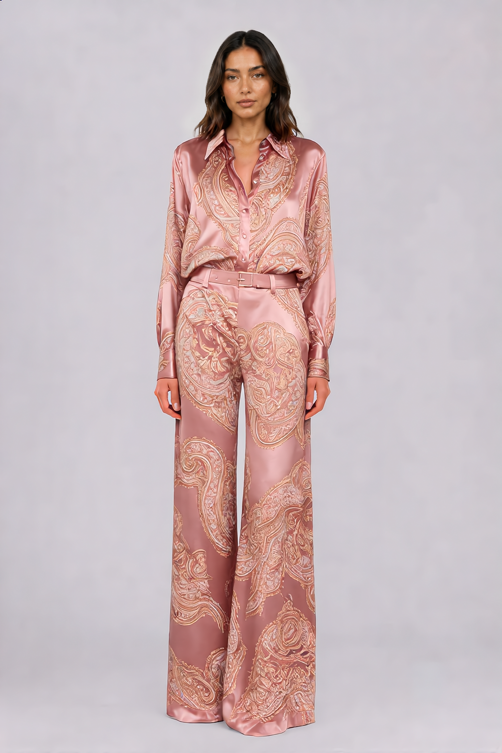 NOEMI – Elegantes Paisley-Zweiteiler-Set in Rosa