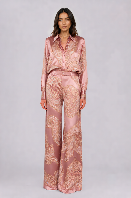 NOEMI – Elegantes Paisley-Zweiteiler-Set in Rosa