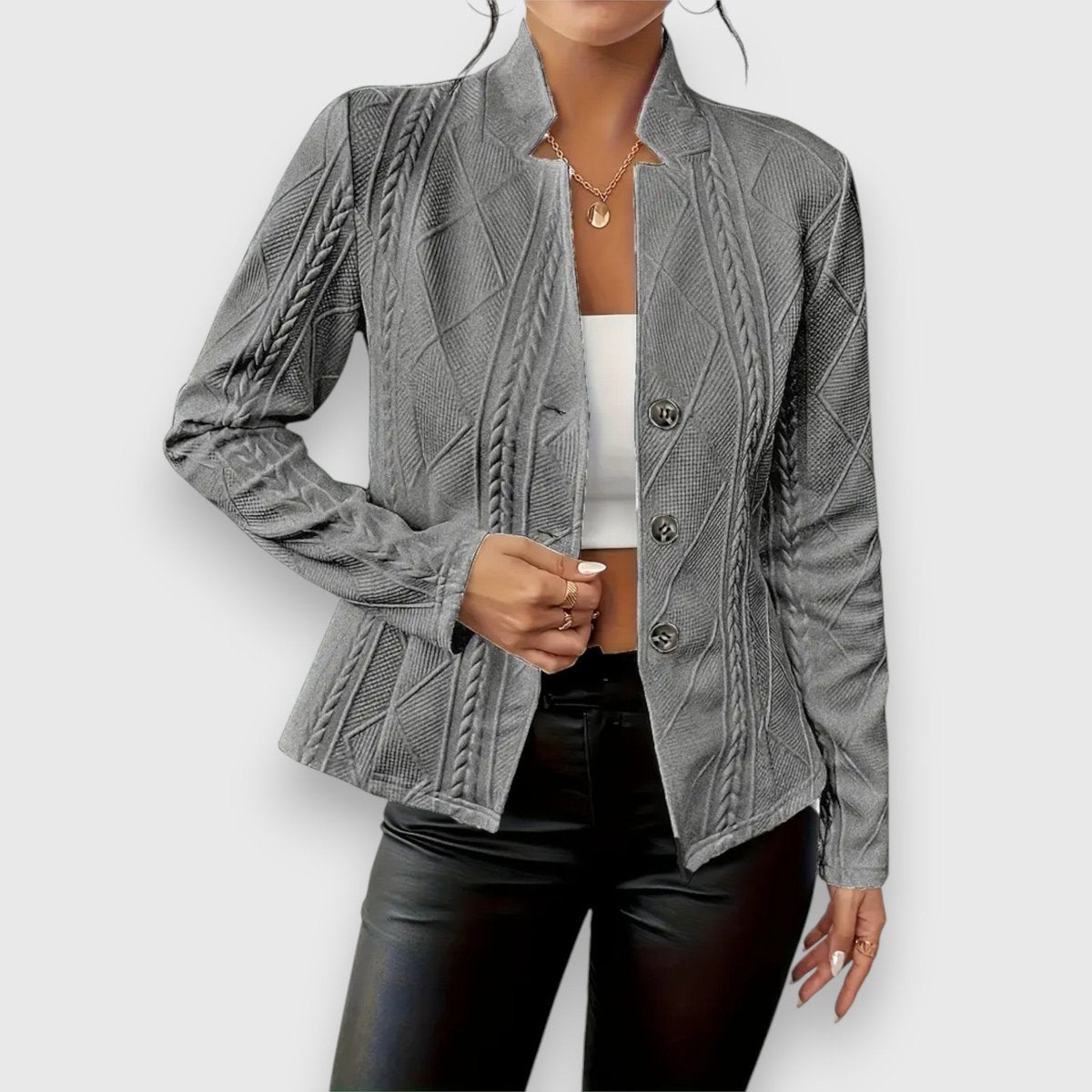 Loretta | Texturierter Knopf-Front Cardigan