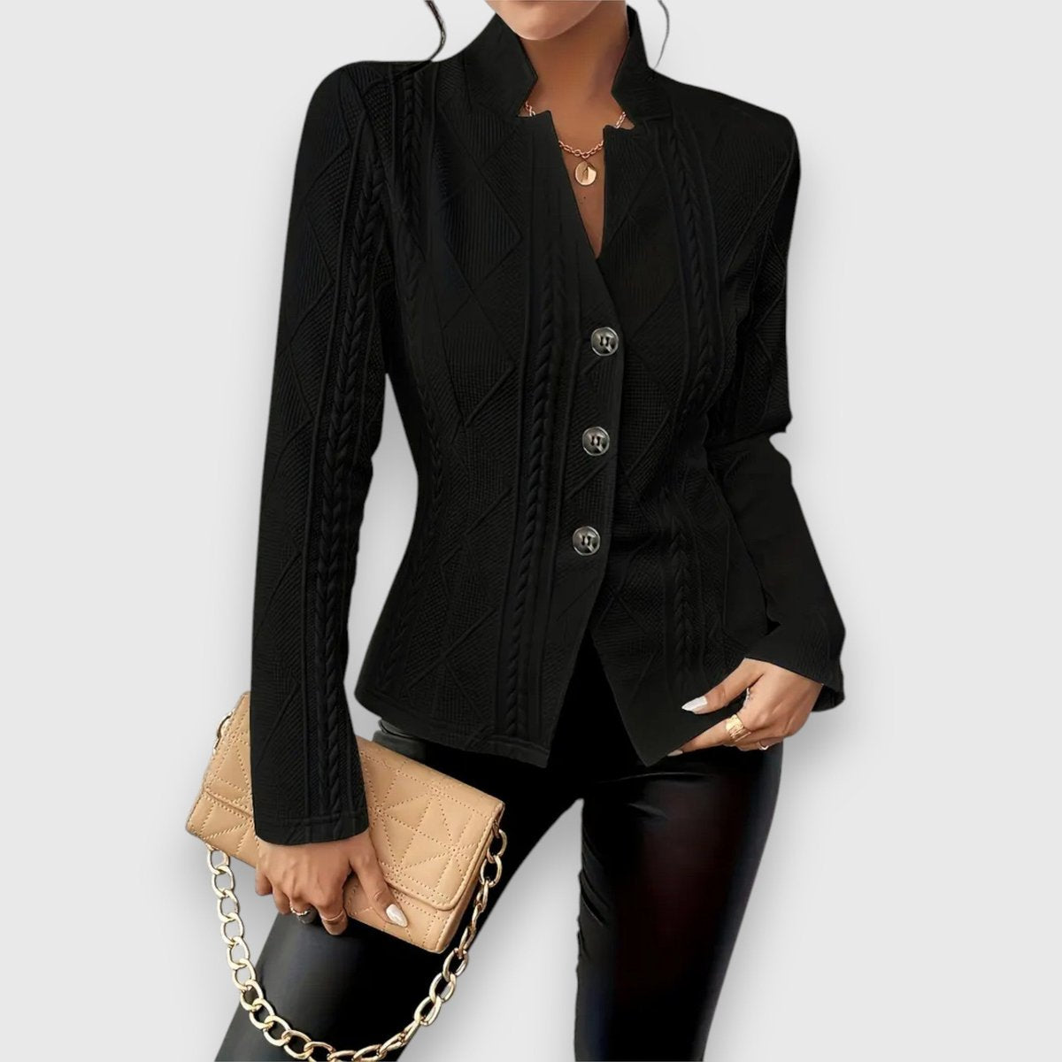Loretta | Texturierter Knopf-Front Cardigan