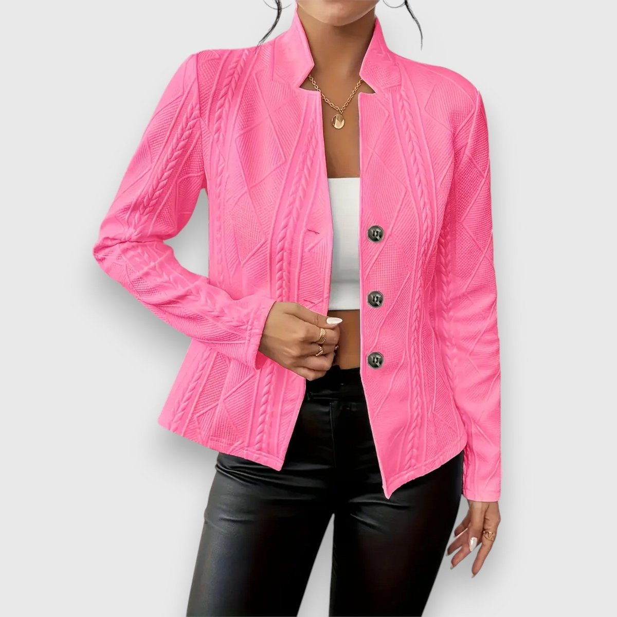 Loretta | Texturierter Knopf-Front Cardigan