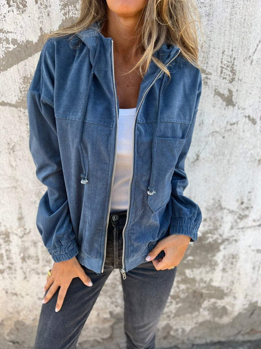 Lauren | Gestreifte Zip-Up Kapuzenjacke