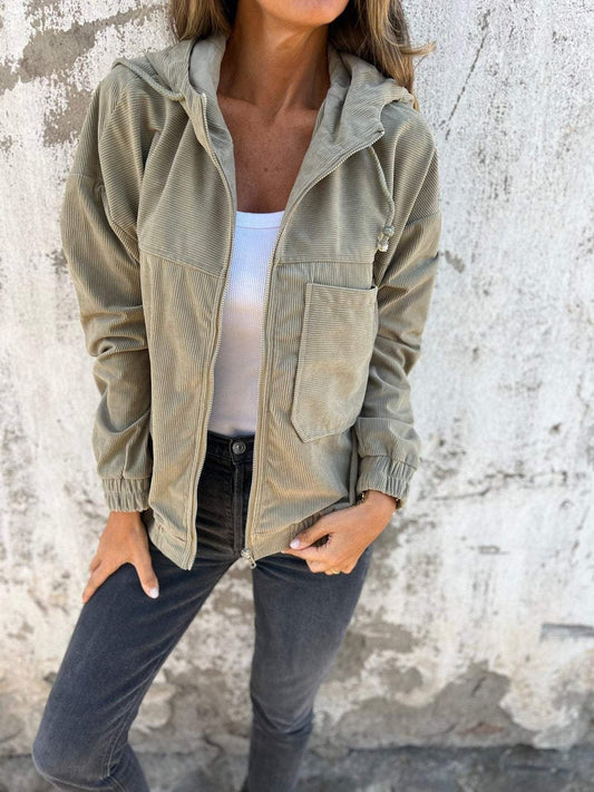 Lauren | Gestreifte Zip-Up Kapuzenjacke