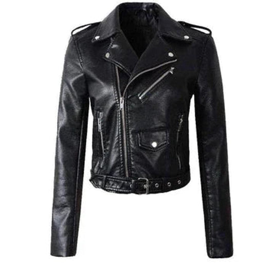 Rachel | Kurz geschnittene, taillierte Motorradjacke