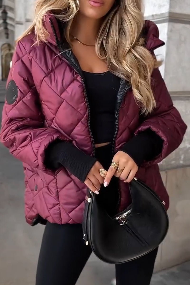 Marina | Diamantgestepptes Kapuzen-Zip-Up-Jacke