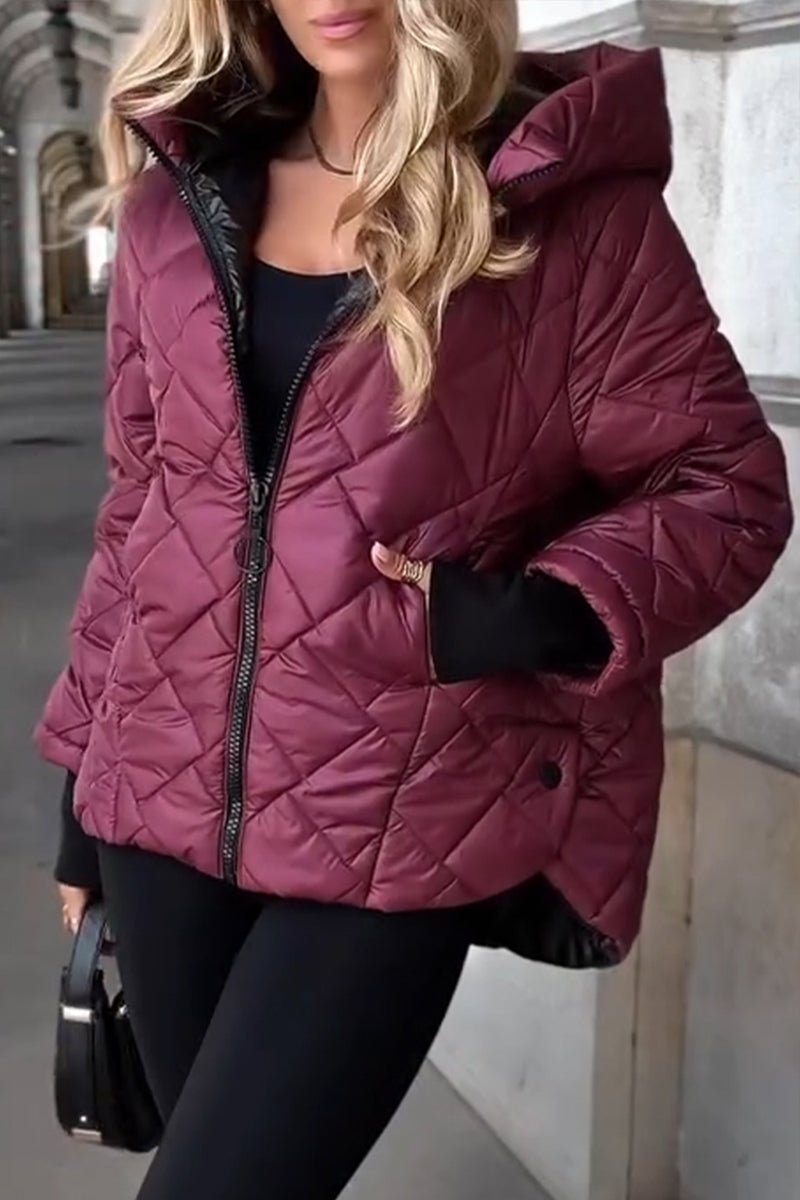 Marina | Diamantgestepptes Kapuzen-Zip-Up-Jacke
