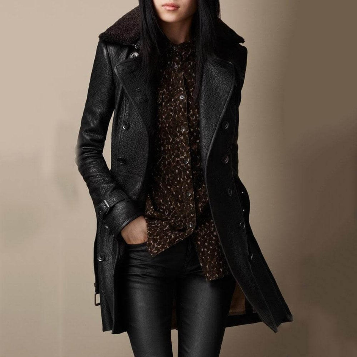 Selma | Doppelreihiger Struktur-Trenchcoat