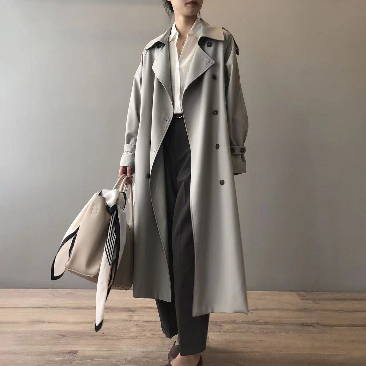 Katherine | Doppelreihiger Gürtel-Langer Trenchcoat