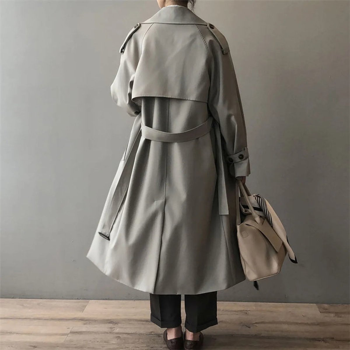 Katherine | Doppelreihiger Gürtel-Langer Trenchcoat
