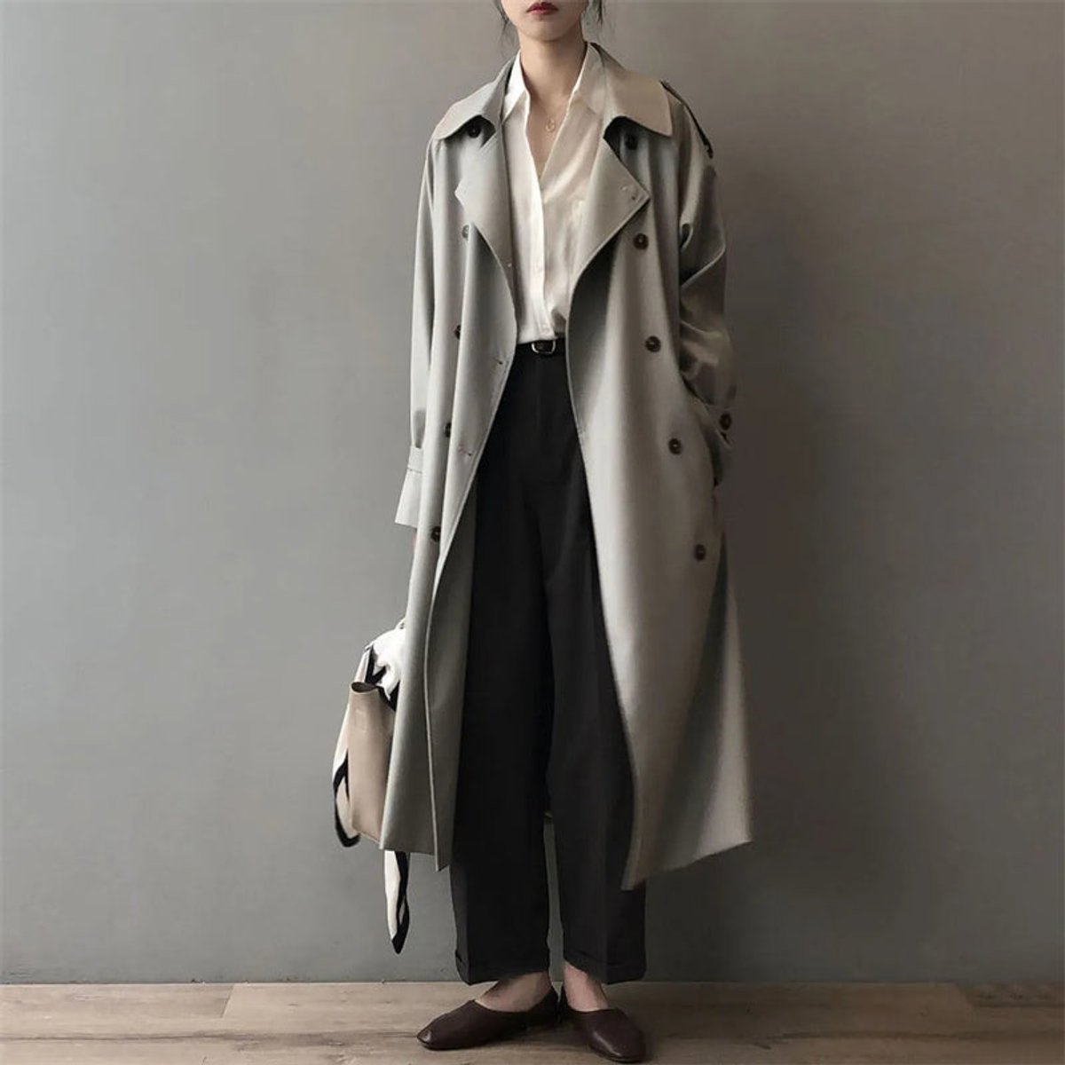 Katherine | Doppelreihiger Gürtel-Langer Trenchcoat