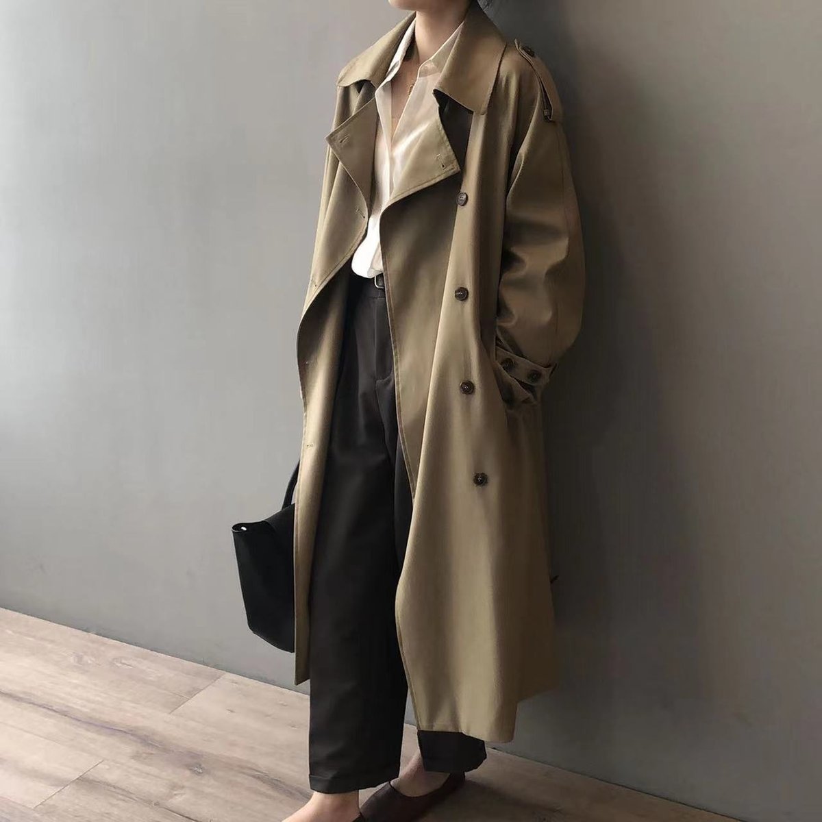 Katherine | Doppelreihiger Gürtel-Langer Trenchcoat