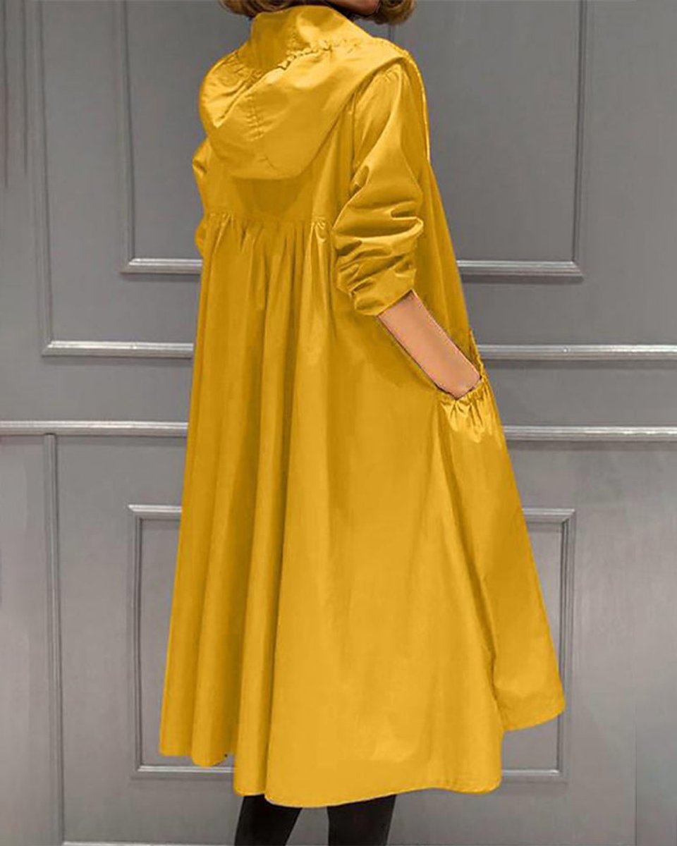 Kathleen | Kapuzen Langer Trenchcoat mit Reißverschluss