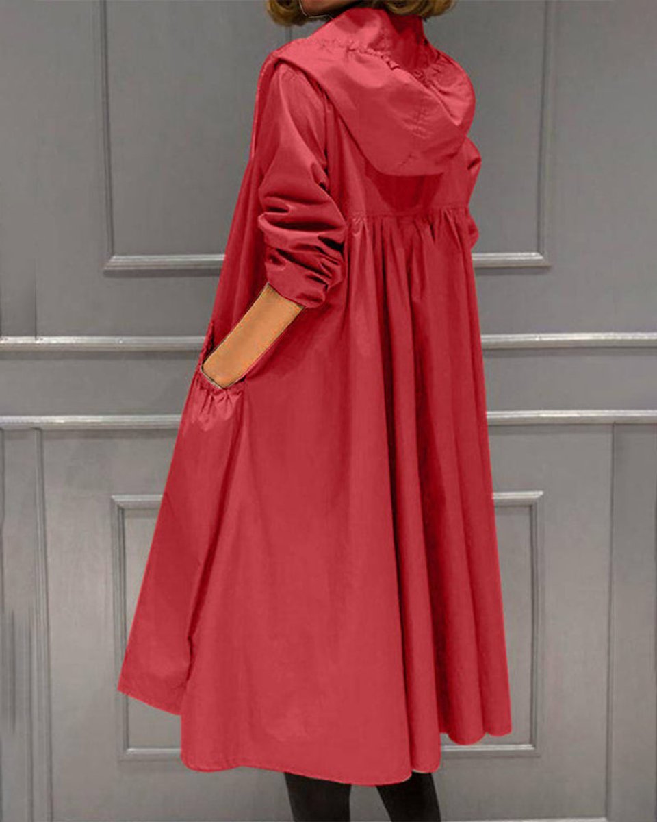 Kathleen | Kapuzen Langer Trenchcoat mit Reißverschluss