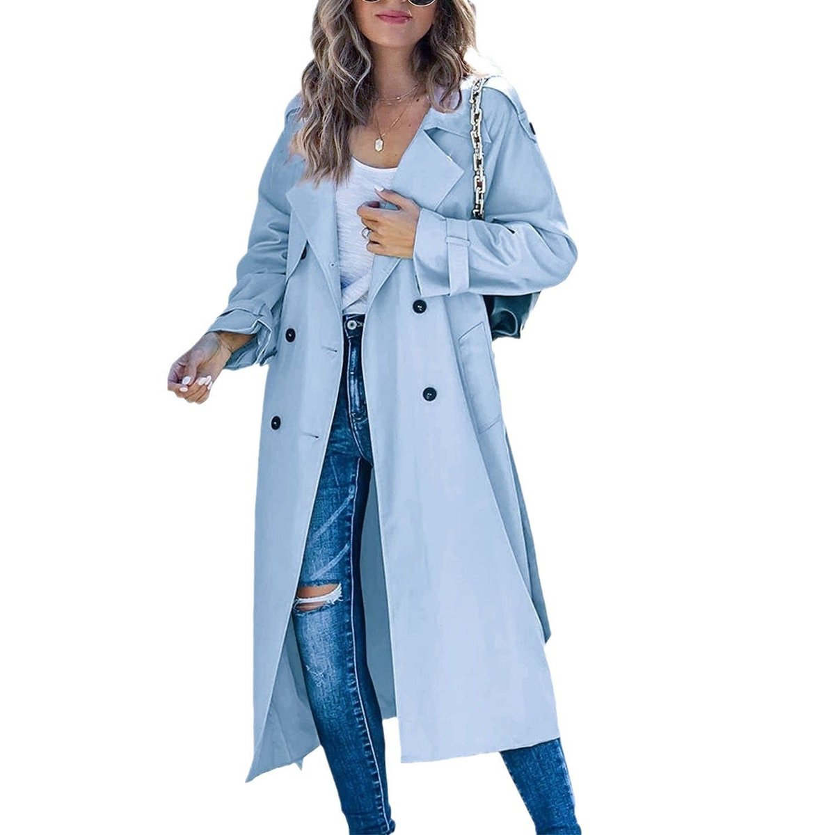 Juliet | Doppelreihiger Gürtel-Langer Trenchcoat