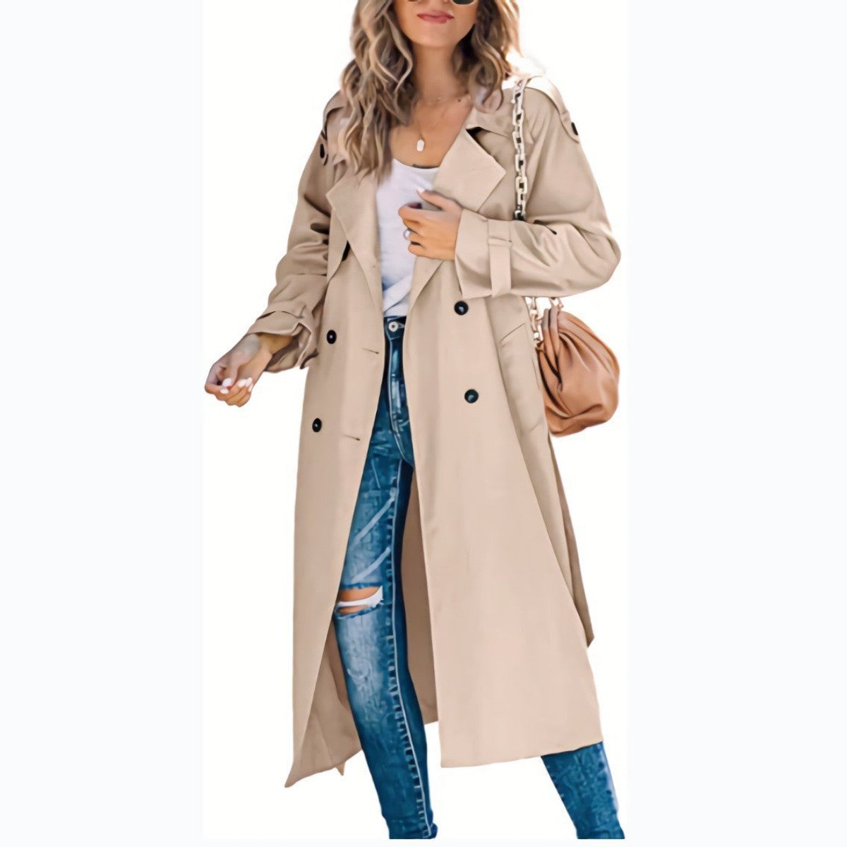 Juliet | Doppelreihiger Gürtel-Langer Trenchcoat