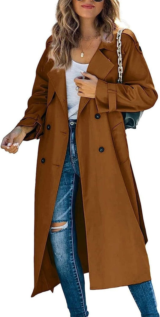 Juliet | Doppelreihiger Gürtel-Langer Trenchcoat