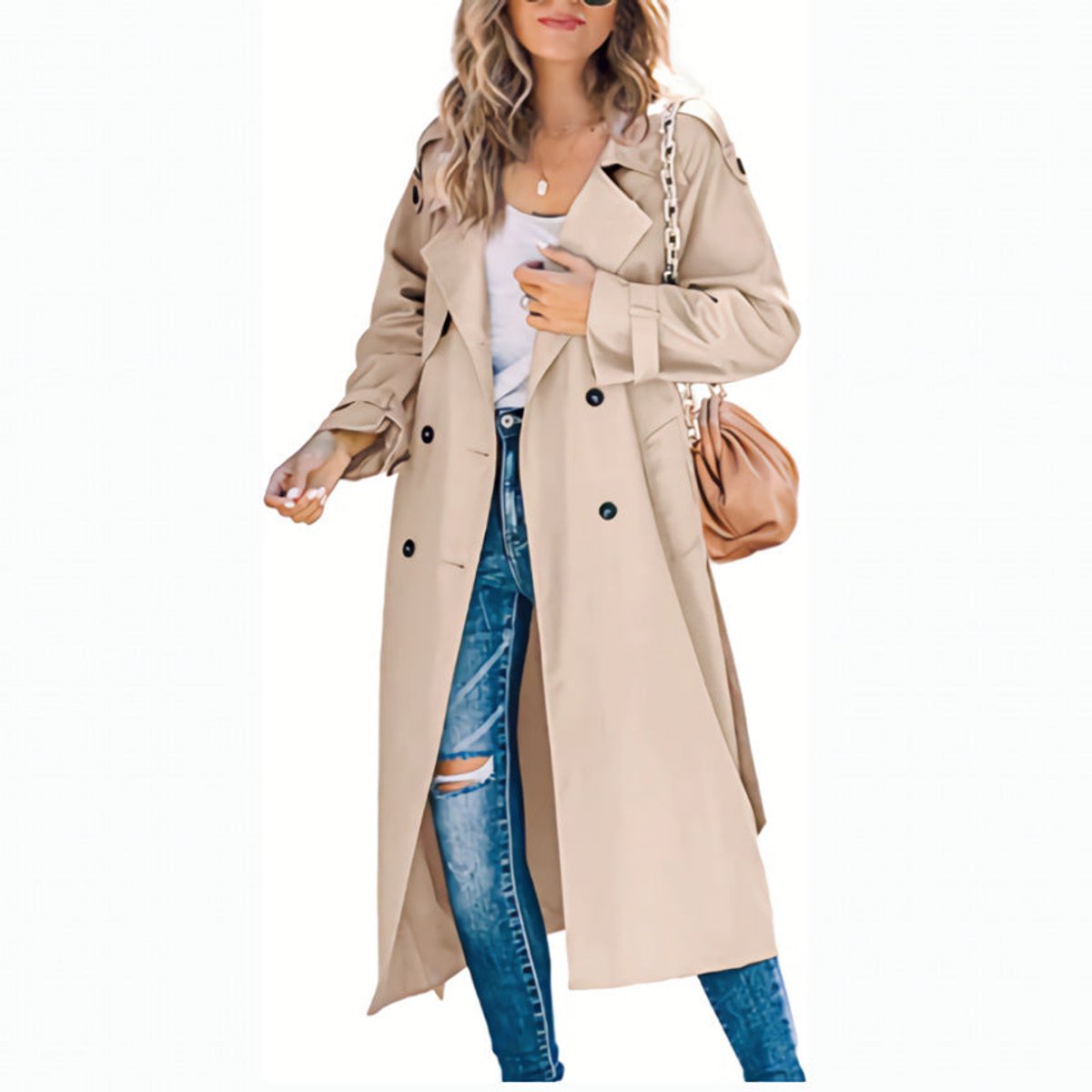 Juliet | Doppelreihiger Gürtel-Langer Trenchcoat