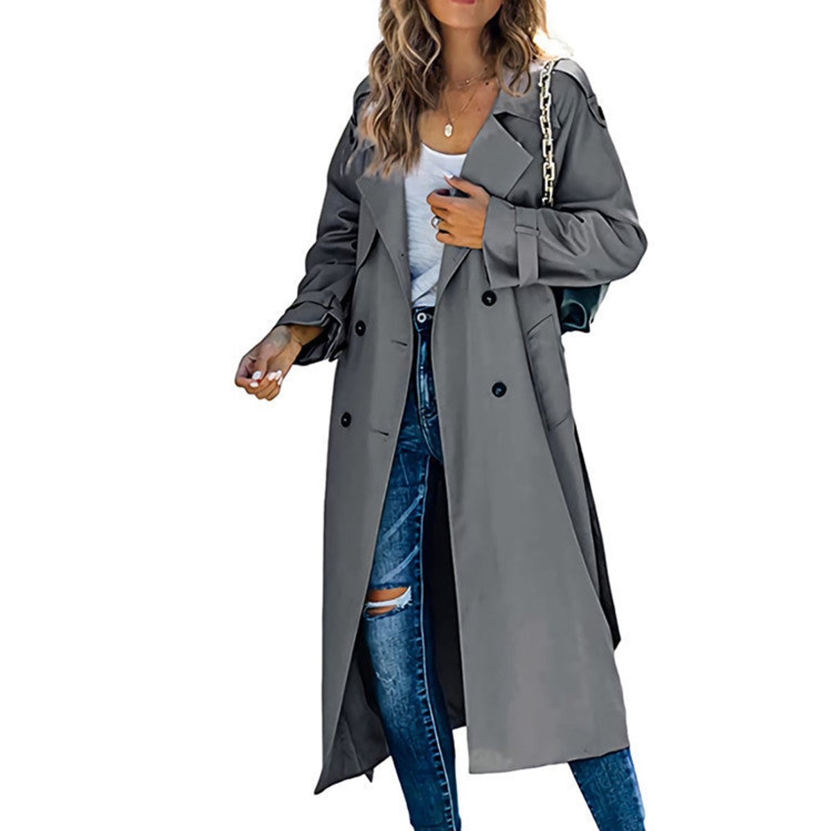 Juliet | Doppelreihiger Gürtel-Langer Trenchcoat