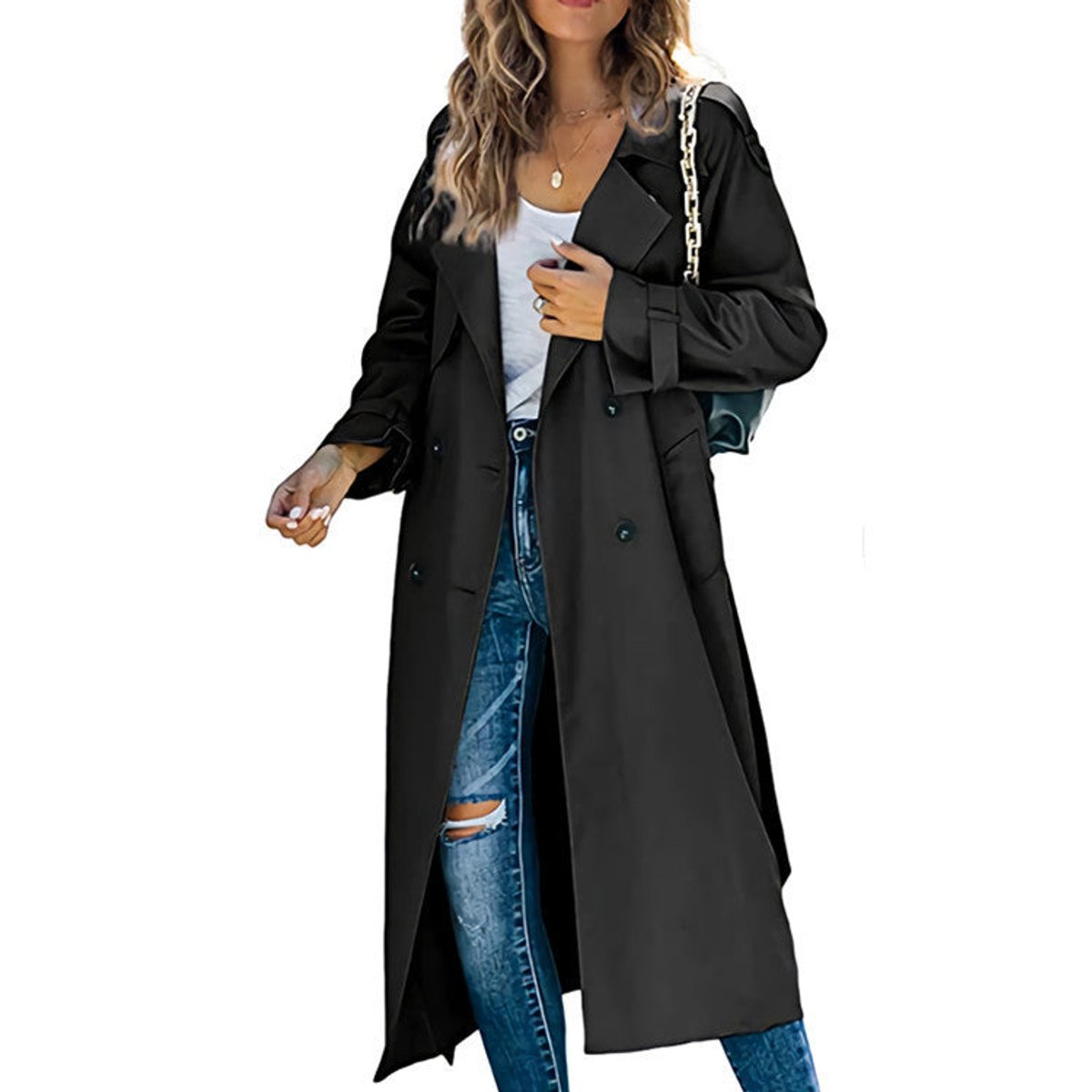 Juliet | Doppelreihiger Gürtel-Langer Trenchcoat