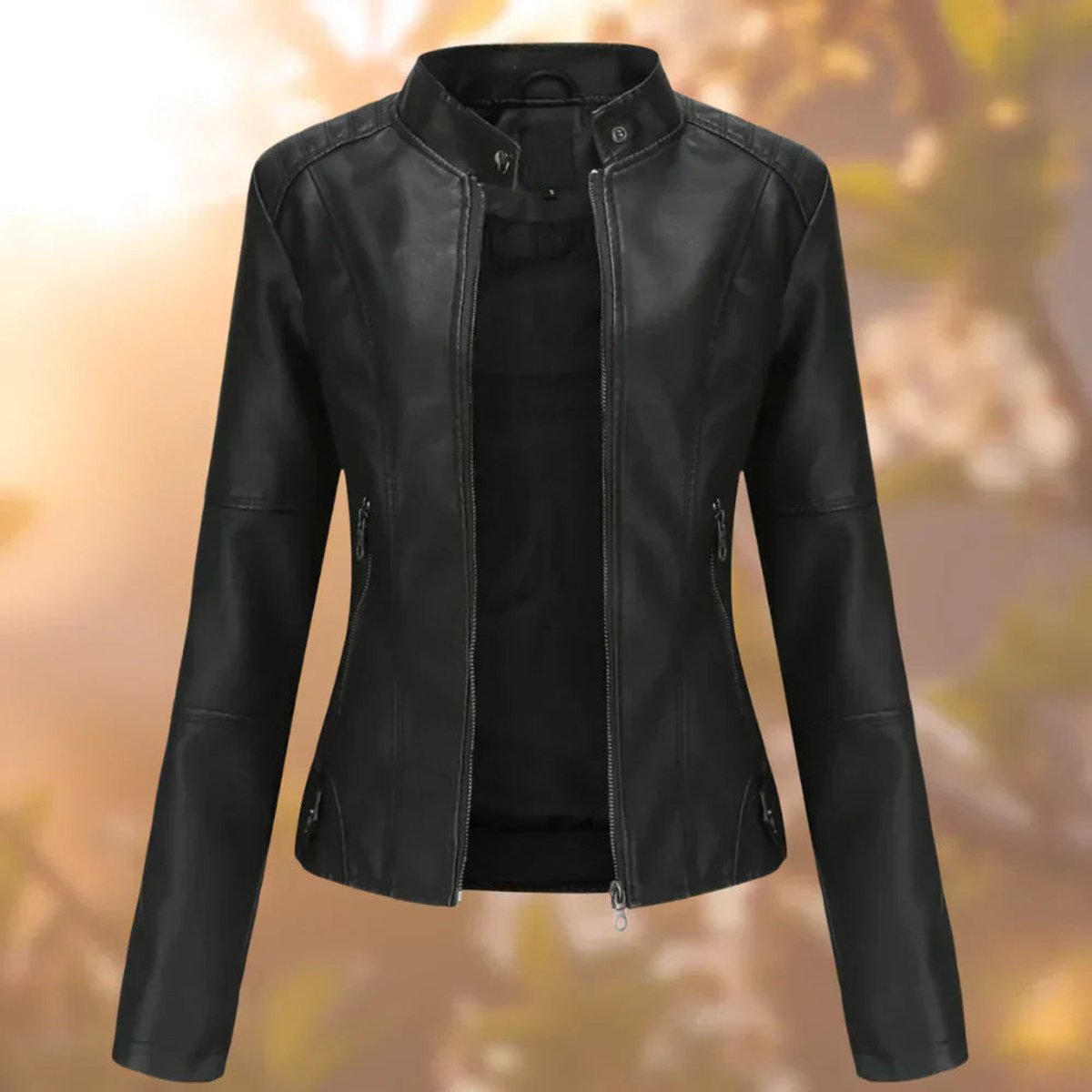 Larissa | Damen Slim-Fit Zip-Up Motorradjacke
