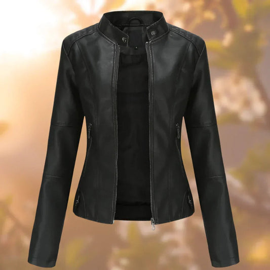 Larissa | Damen Slim-Fit Zip-Up Motorradjacke