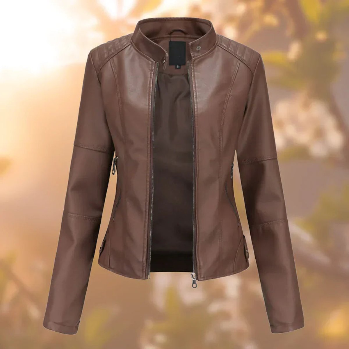 Larissa | Damen Slim-Fit Zip-Up Motorradjacke
