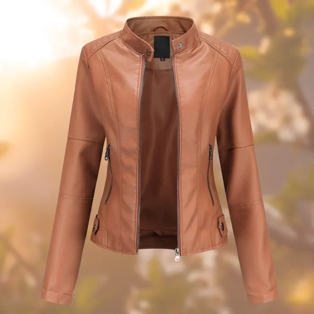 Larissa | Damen Slim-Fit Zip-Up Motorradjacke