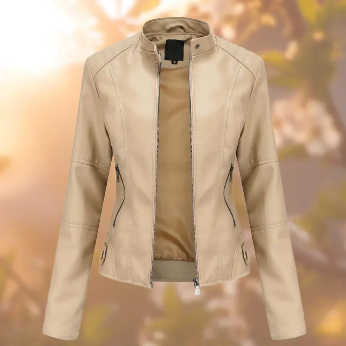 Larissa | Damen Slim-Fit Zip-Up Motorradjacke