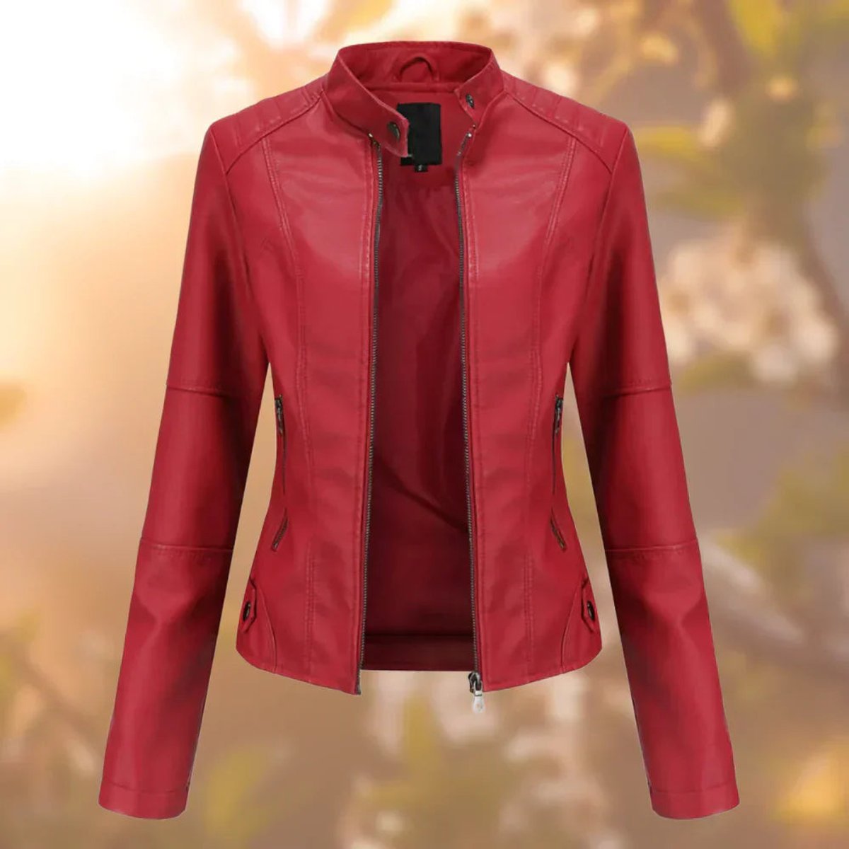 Larissa | Damen Slim-Fit Zip-Up Motorradjacke